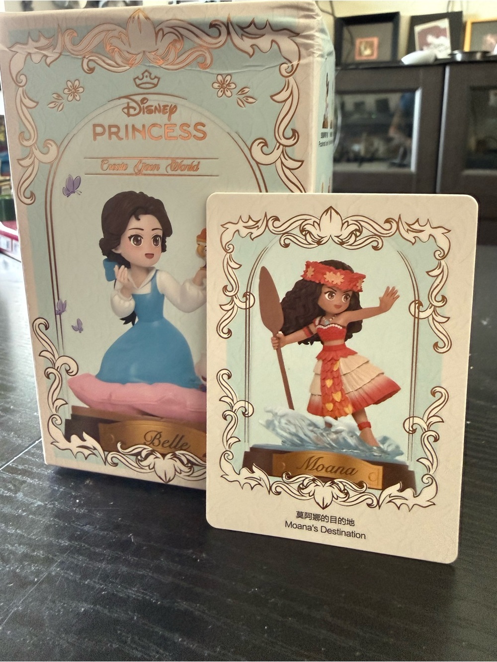 Disney Moana Figurine Card with Blue and Red Accents